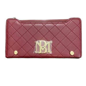 Badgley Mischka Burgundy Quilted Long Card Wallet